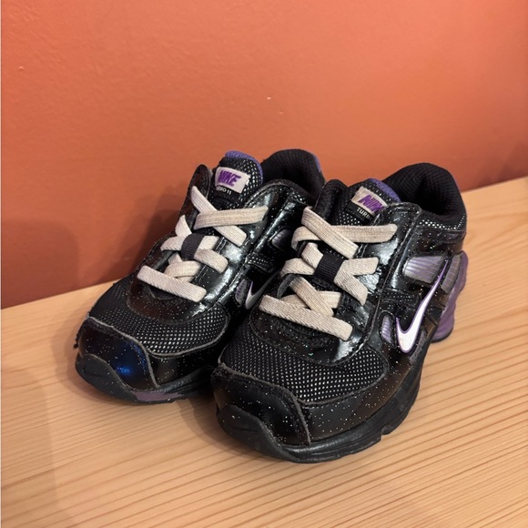 Nike Other - Nike Turbo Shox 11 Girls Running Shoes Black and Purple Sparkle Size 7C toddler